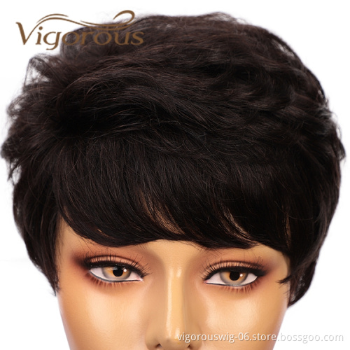 Short Bob Cut Black Cute Human Pixie Curls Cheap Wholesale For White Women Straight 100% Real India Human Hair